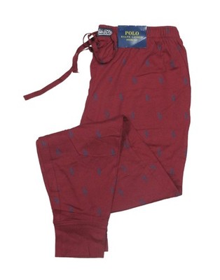 Polo Ralph Lauren Men's Dark Red All Over Pony Logo Cotton Sleep Jogger Pants