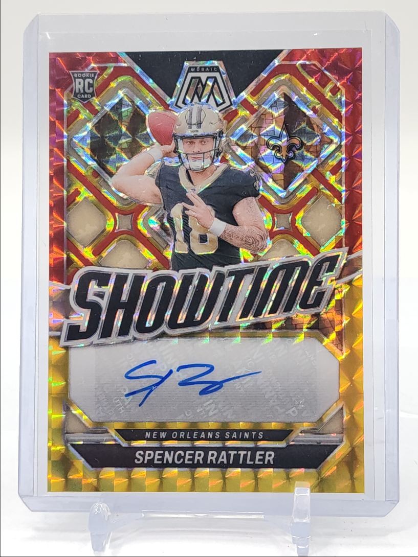 SPENCER RATTLER 2024 MOSAIC SHOWTIME ROOKIE RED YELLOW FUSION RC AUTO Q5540