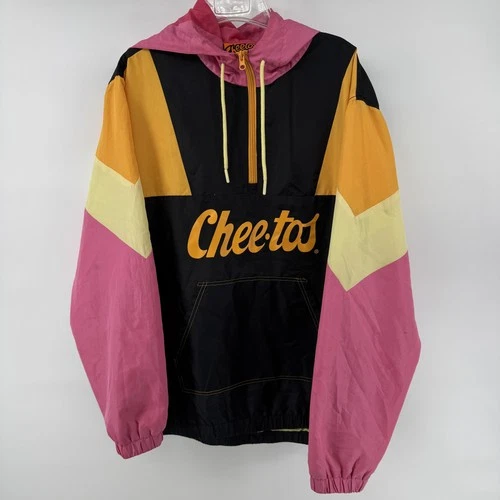 Cheetos Jacket Mens Large Hooded 1/4 Zip Colorblock Chester Cheetah Windbreaker - product listing photo