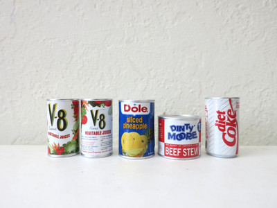 Lot of (5) Zuru Mini Brands Retro Series Food V-8 Dole Dinty Moore & Diet Coke