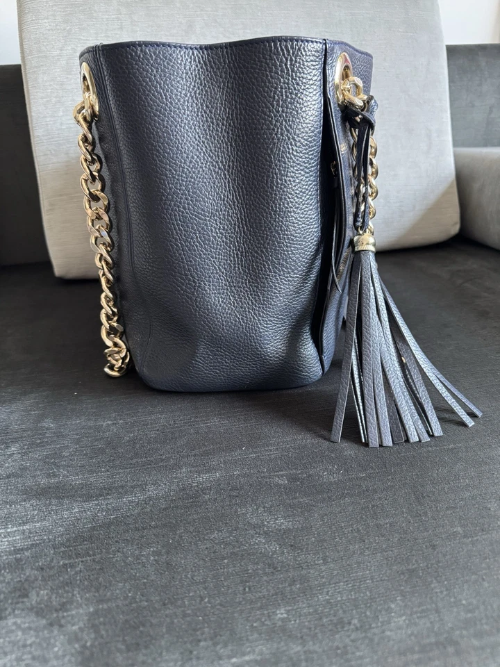 Valentino By Mario Valentino Luisa Studded Leather Shoulder Bag Womens Navy Blue - Image 2 of 4