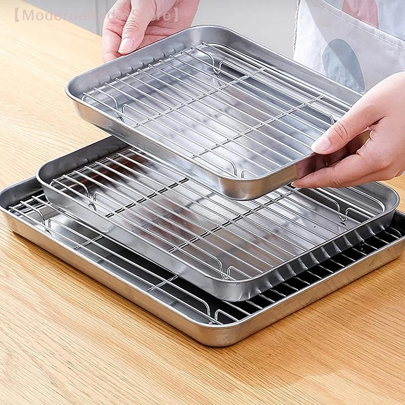 Stainless Steel Baking Tray with Rack Removable Oven Bbq Cooling Pan