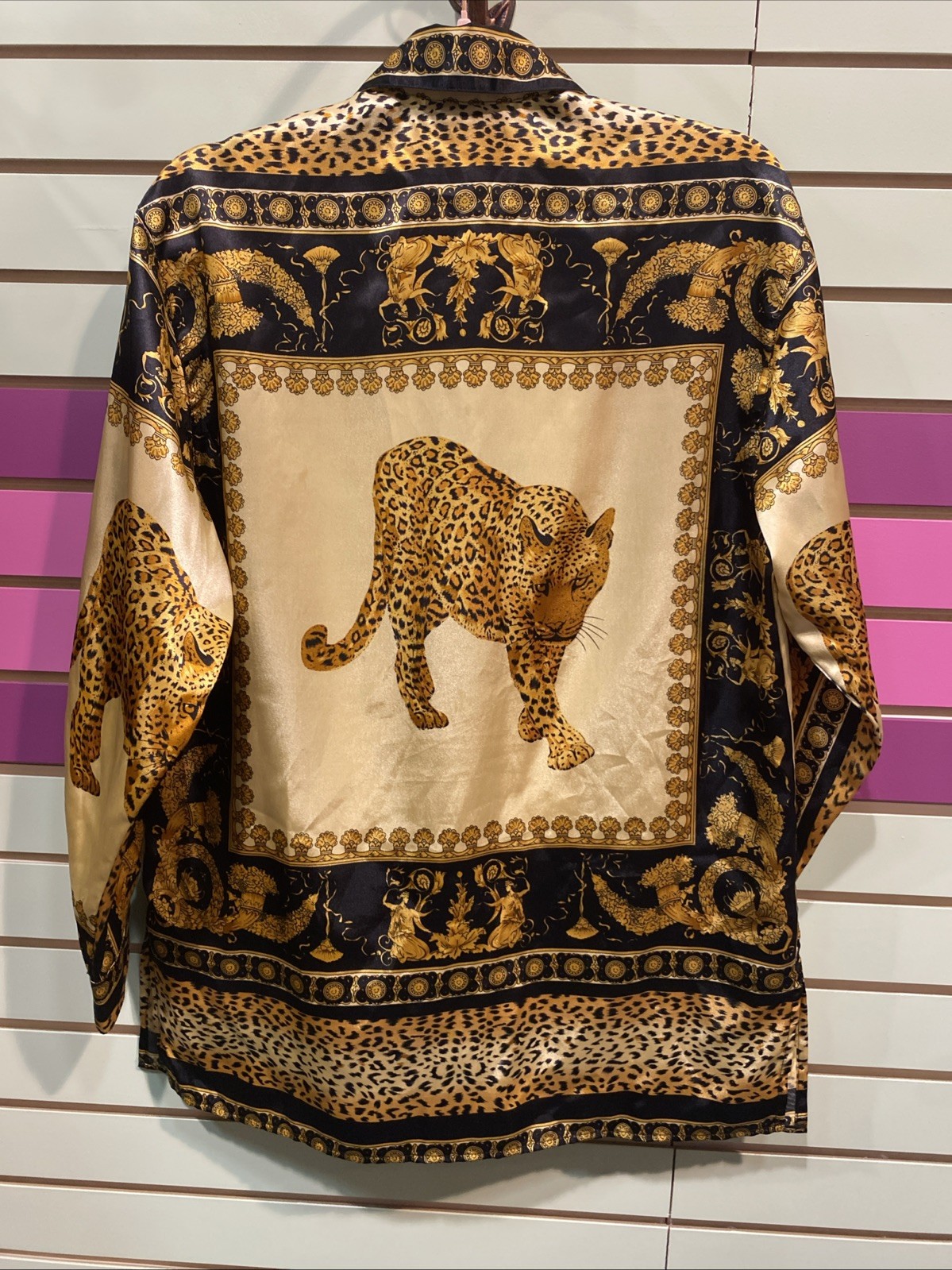 Fred David Button Down Top Leopard Baroque Print … - image 4