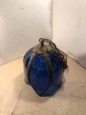 vintage Brass cobalt Blue Tulip slag glass hanging Pendent light Swag with Chain