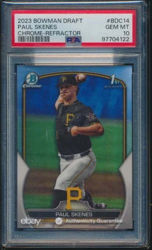 PSA 10 PAUL SKENES 1st 2023 Bowman Chrome Draft REFRACTOR PIRATES RC GEM MINT