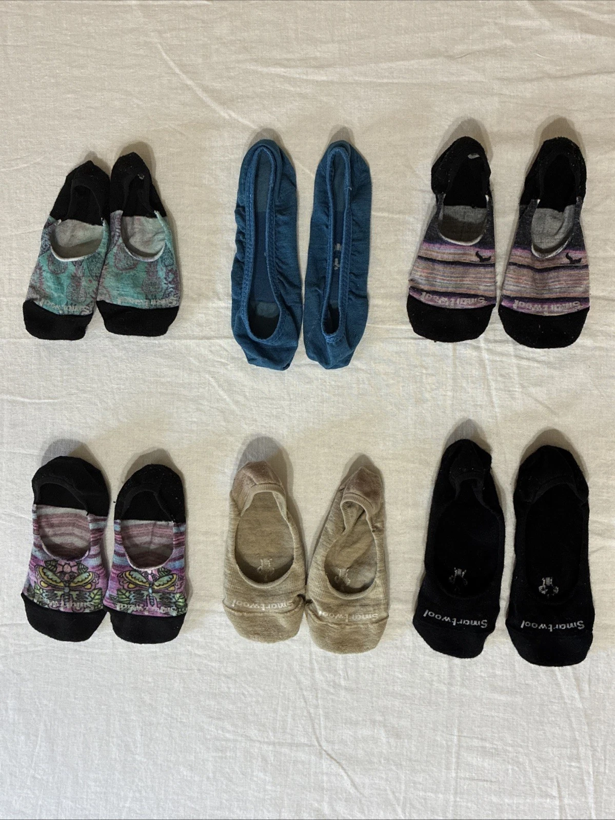 Lot of 6 pairs SmartWool Invisibles No Show Zero Cushion Socks Multicolor Size M