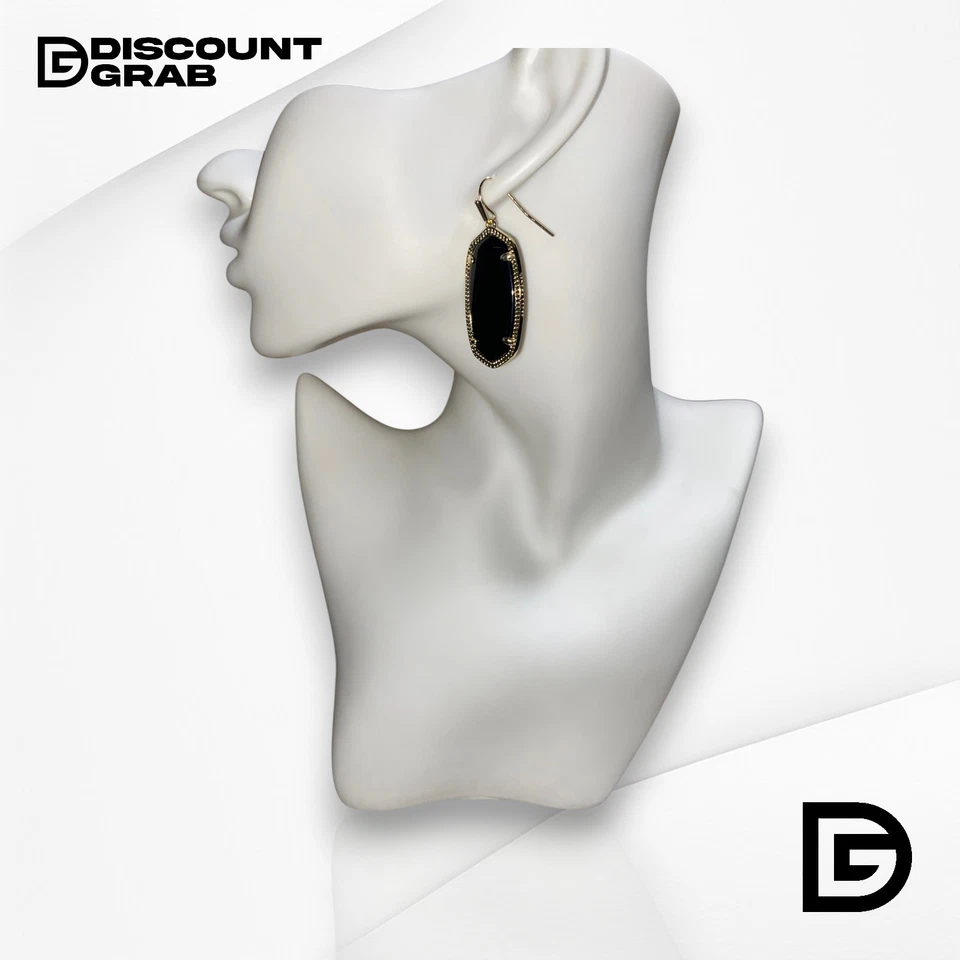 Kendra Scott Elle Drop Earrings Women Jewelry 14k Gold-plated Black Opaque Glass - Image 2 of 4