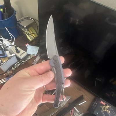 kershaw reverb xl pocketknife carbon fiber handle gray stainless drop point