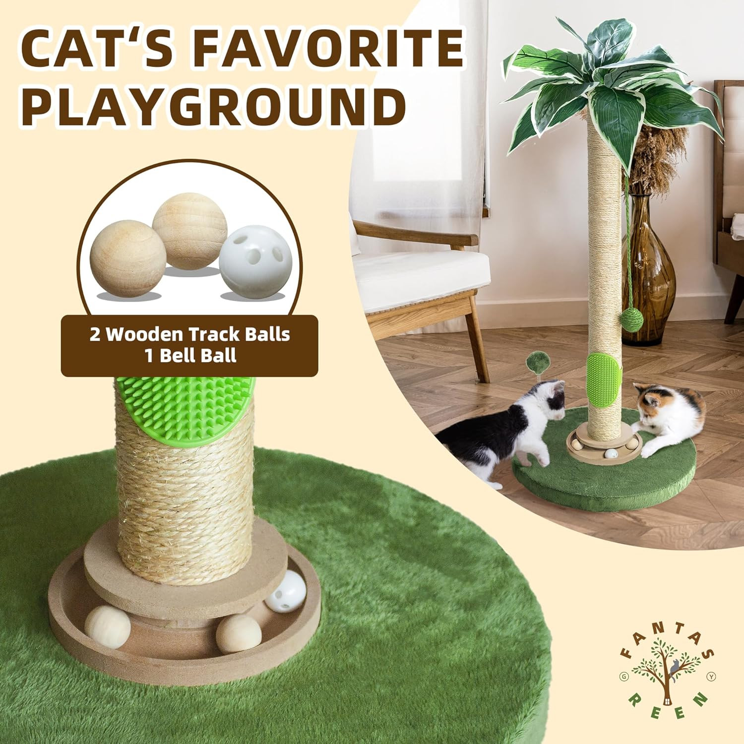 Tiragraffi per Gatti 84cm Alto | Graffiatoio Robusto con Giochi - 4