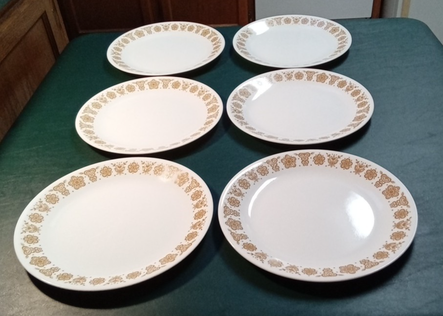 Vintage Corning Corelle Butterfly Gold 10-1/4” Dinner Plates Set of 6