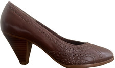 VTG 70s Spectator Leather Heels Pumps 6.5 Chestnut Brown