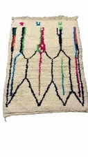 Moroccan Azilal Handmade  Wool Berber Tribal rug 4ft9’’ X3ft3’’