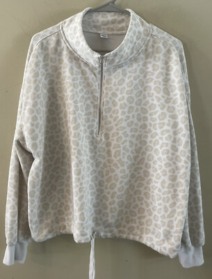 Old Navy womens 1/4 Zip leopard print pullover sweater sweatshirt