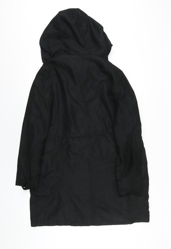 Boohoo Womens Black Parka Coat Size 12 Zip - Suede Effect - Picture 2 of 10