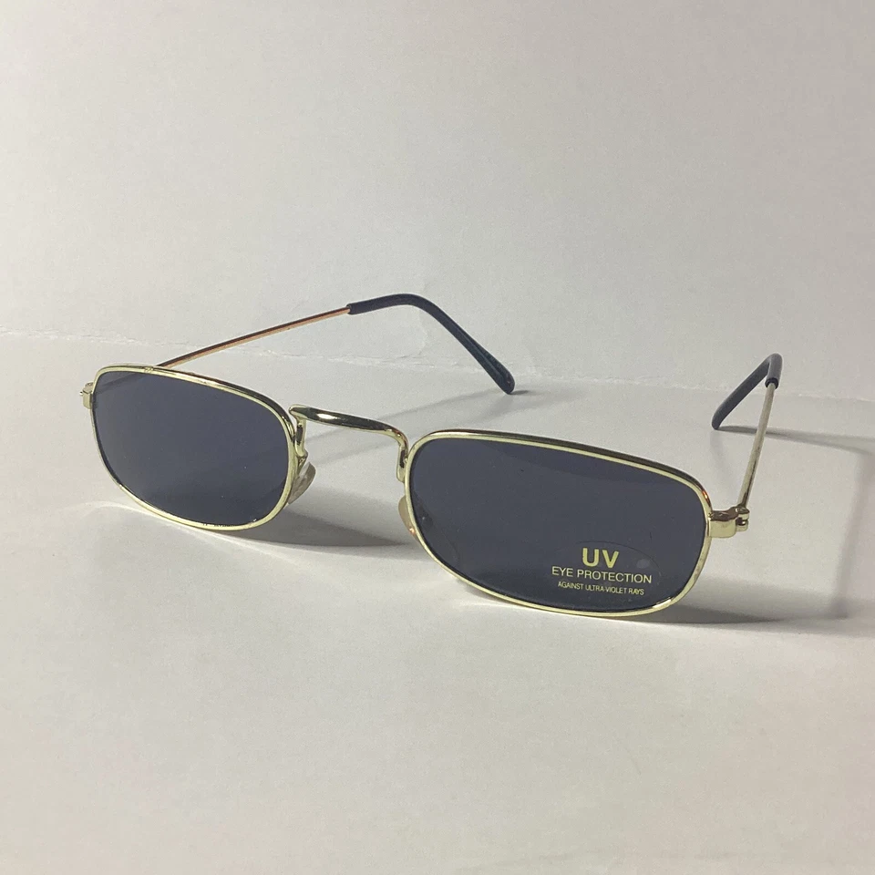 Vintage Deadstock 1990s Y2k Gold Wire Narrow Frame Matrix Sunglasses - Image 2 of 2