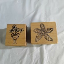 Flower and Vase with Flowers Rubber Stamps Magenta