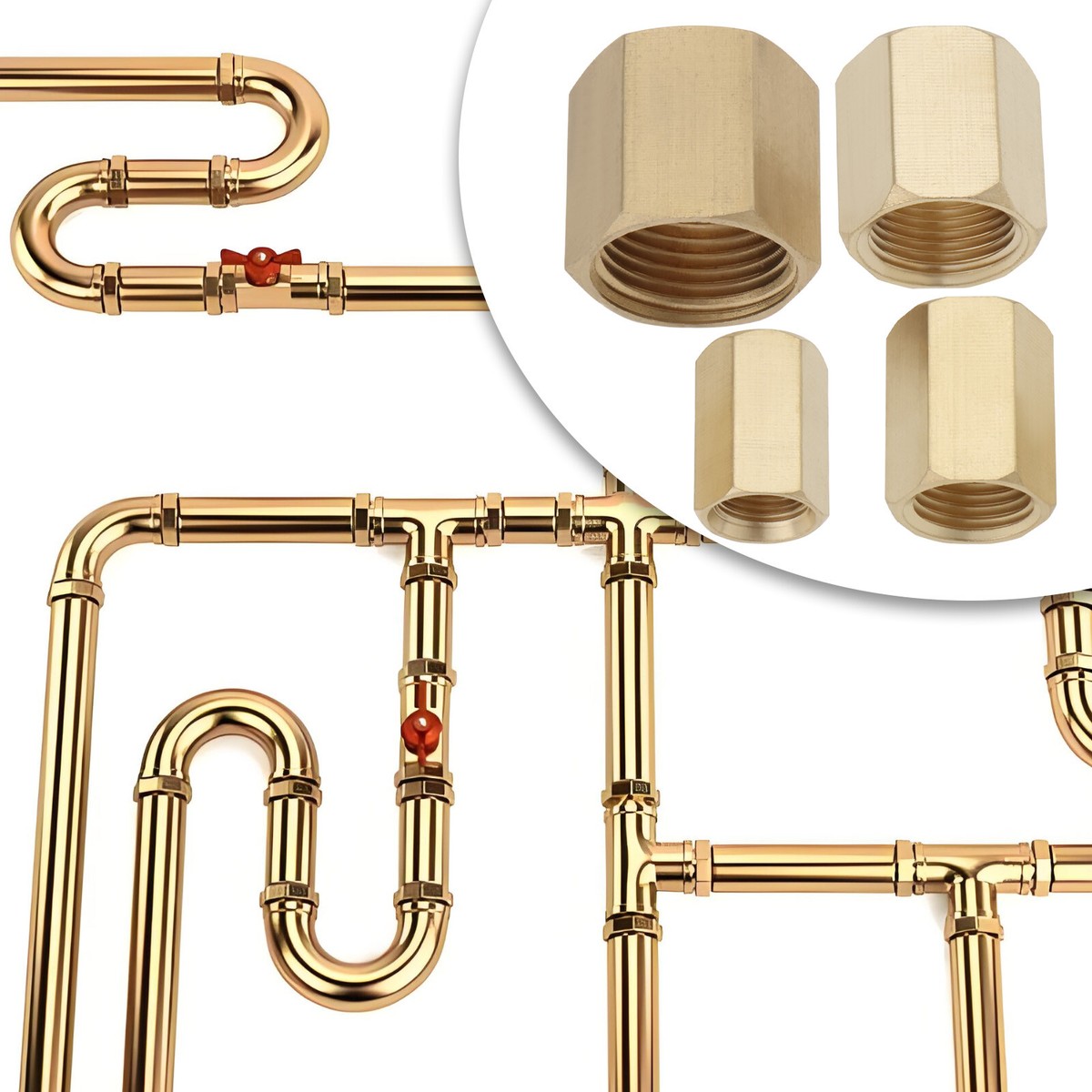 LTWFITTING Brass Compression Tube Fitting 1/8" OD X 1/8" Female NPT Coupler (Pack Of 5