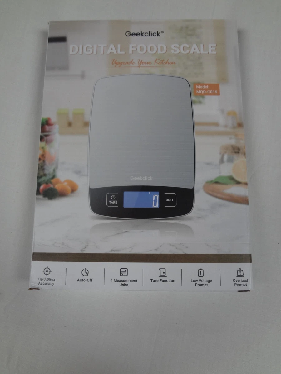 GEEKCLICK DIGITAL FOOD SCALE - WEIGH PORTIONS - MEAL PREP - NEW IN BOX BLUE