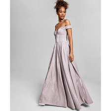 B DARLIN Juniors' Off-The-Shoulder Glitter Gown Rose | SIZE 3/4