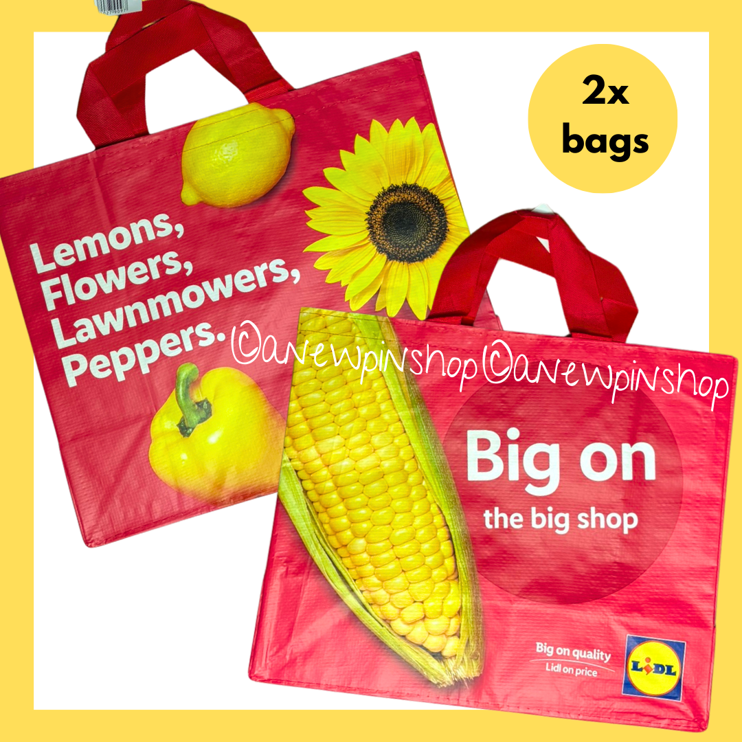 Lidl Shopping Trolley Bag LIDL Shopping Bags LARGE X2 Red Tote