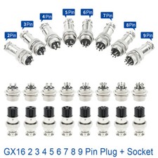 GX16-2 3 4 5 6 7 8 9 Pin Male Female 16mm Panel Connector Plug  Socket Aviation