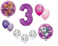 NIÑA PAW PATROL Perro #3 Primer Púrpura 10 Piezas Fiesta de Cumpleaños Mylar Globos de Látex