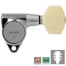 NEW Gotoh SG301-M07 Set L3 R3 w/ IVORY Buttons Tuning Keys Tuners 3x3 - CHROME