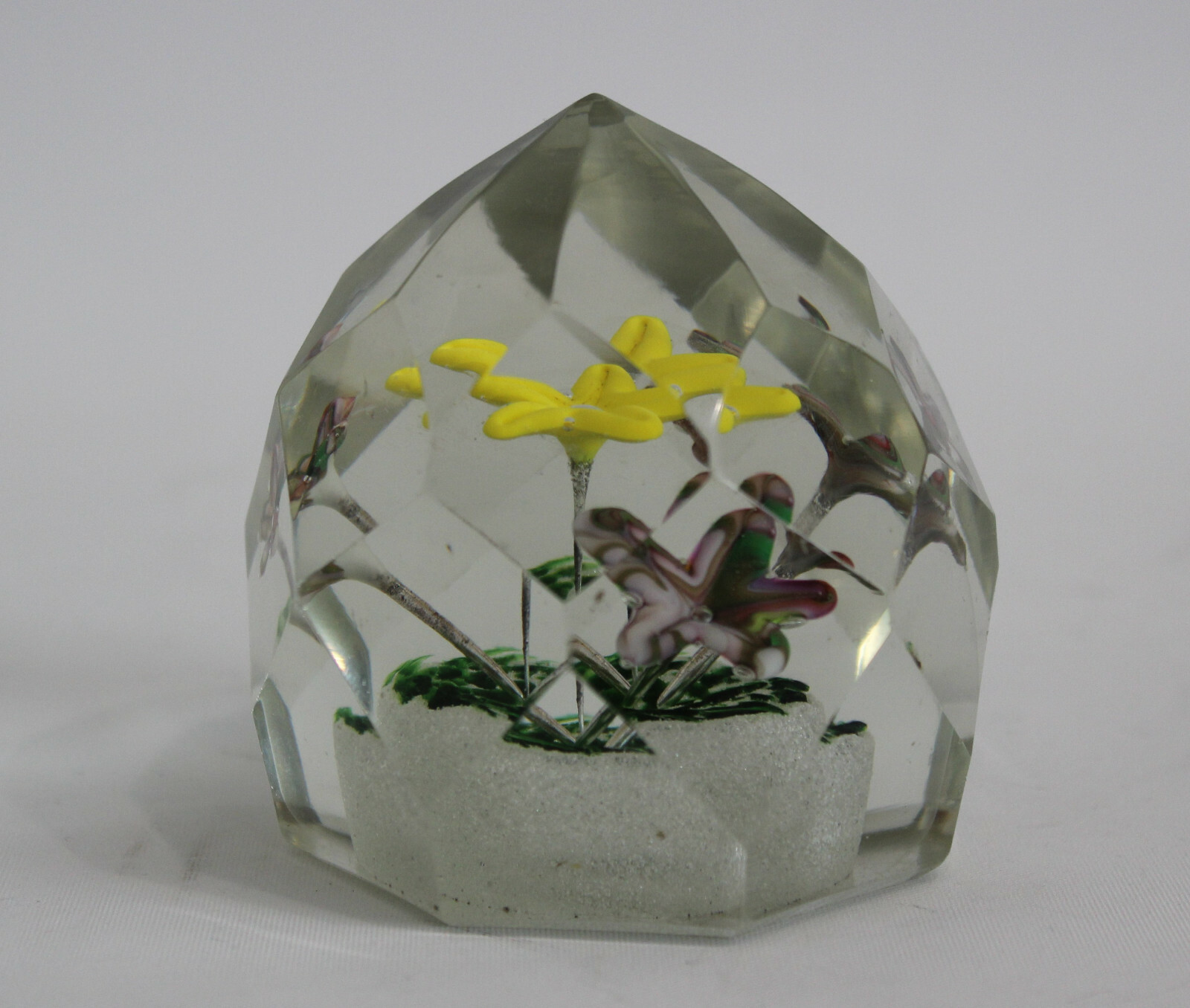 vecchio fermacarte design antico vetro sfaccettato paperweight fiore