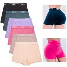 6 Pack Women's Sports Cotton Boxer Shorts BoyShorts Yoga Fitness Gym 1664 S XL