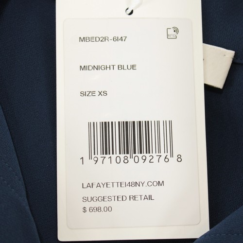 Lafayette 148 NY NWT Collared Long Sleeve Blouse Size XS in Midnight Blue - Picture 7 of 8