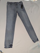 True Religion Halle Mid Rise Super Skinny Jeans Blue Women's 29 Raw Hem BNWT