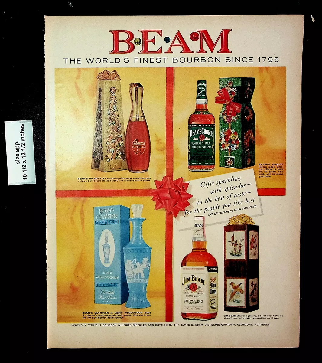 1960 Jim Beam Boubon Whiskey Gift Pin Bottle Vintage Print Ad 25458