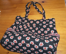 Vera Bradley Pirouette Black with Floral Print tote EUC