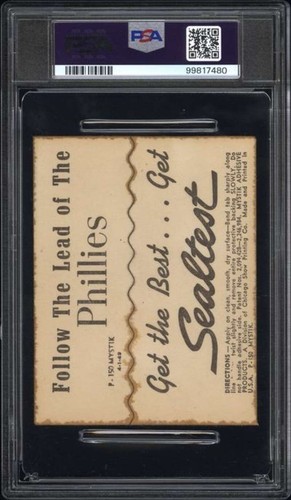 1949 Sealtest Phillies Stickers #NNO Curt Simmons PSA 4 Phillies (7480) - Picture 2 of 2