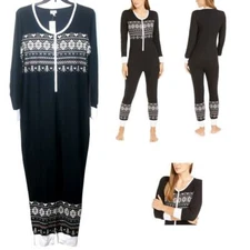 Jenni Womens Thermal One Piece Pajama Jumpsuit Placed Fair isle Choose Size New