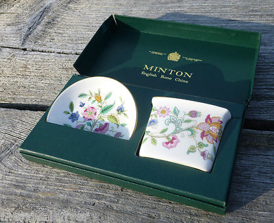 Vintage Minton Haddon Hall Cigarette Set Bone China Porcelain