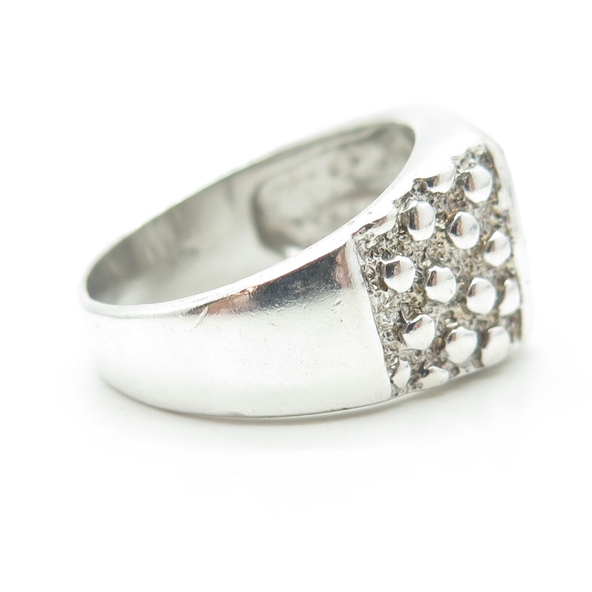 925 Sterling Silver Vintage C Z Cluster Granulated Signet