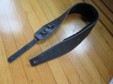 Custom Italia guitar strap 3.5" wide black double leather w/ sheep skin backing