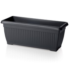 Vaso rettangolare Fioriera moderna plastica Fioriera Terra antracite 60x26x24cm