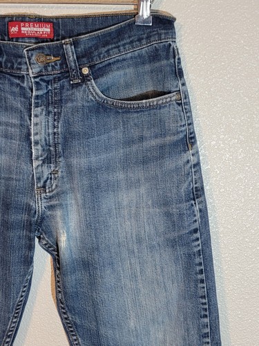 lee premium select jeans men size 31x33 regular fit straight leg distressed blue - Picture 3 of 10