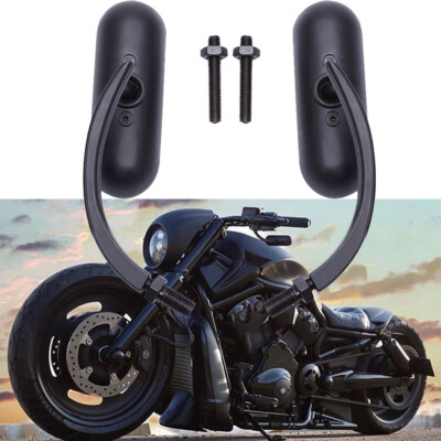 Black Motorcycle Oval Mirrors For Harley Softail V-Rod Street Glide Dyna Touring