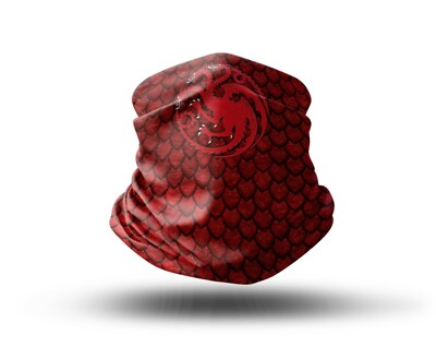 Washable Fabric Face Cover Neck Gaiter Unique Print House Targaryen II EU Made