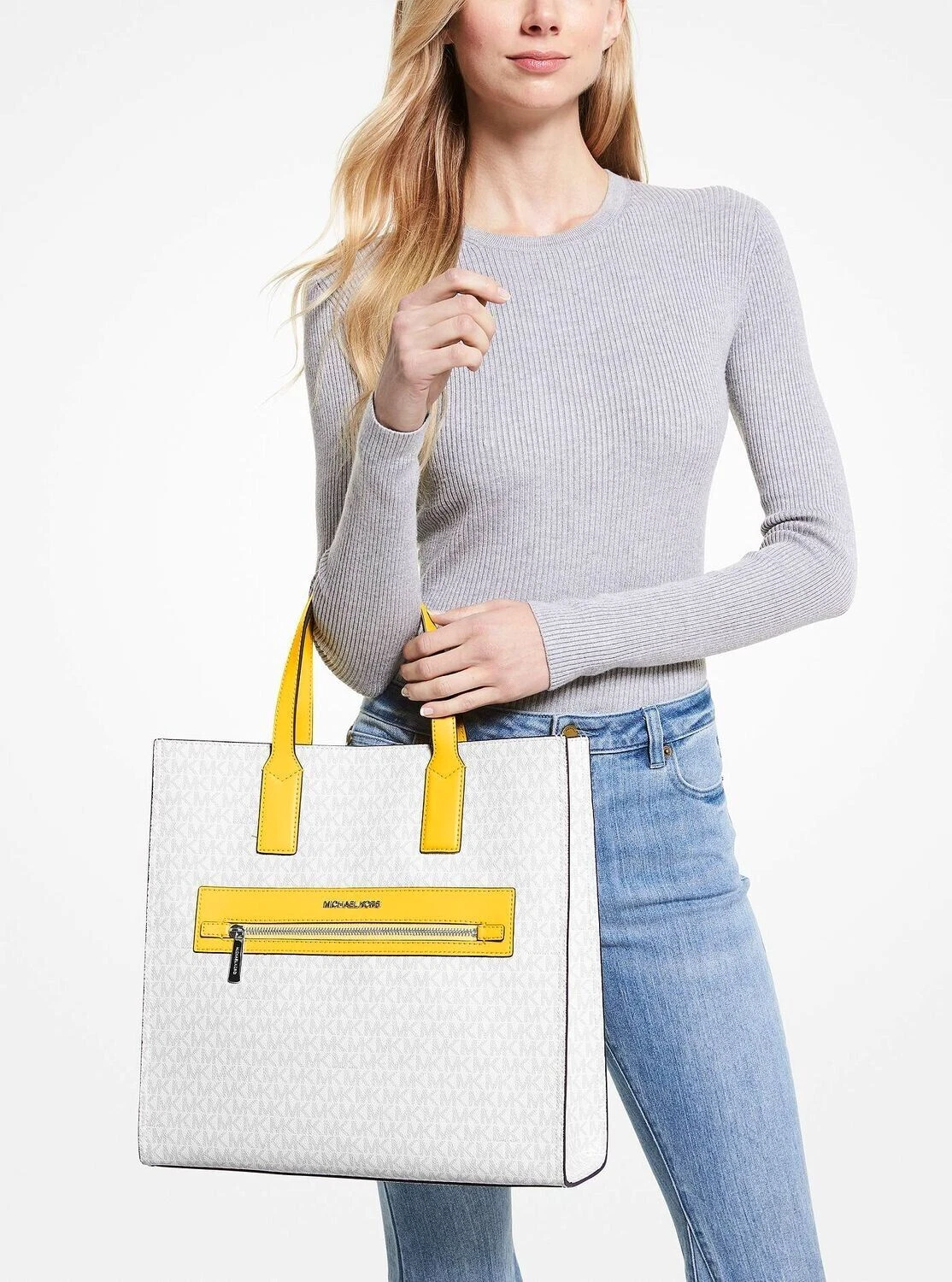 Nuova borsa Michael Kors Kenly grande logo firma agrumi multi con sacchetto antipolvere