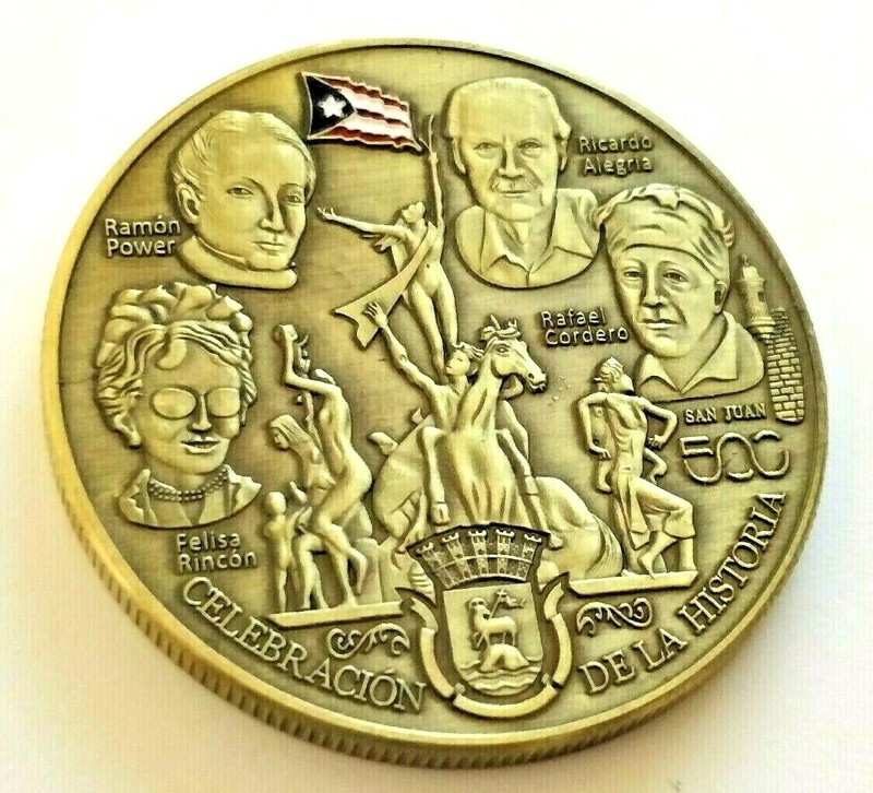 Medalla 500 Años SAN JUAN PUERTO RICO 5 Proceres Token Ficha moneda coin vale Bz