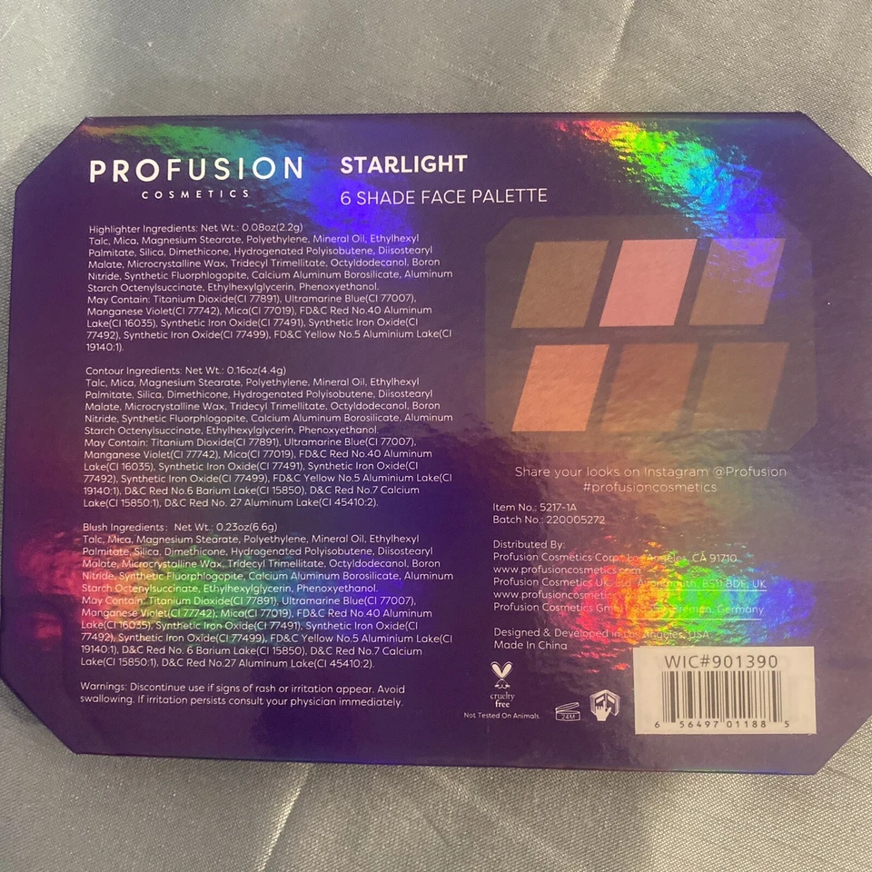 PROFUSION COSMETIC STARLIGHT 6 SHADE FACE PALETTE RADIANT CONFETTI LIGHT BRONZER - Image 4 of 4