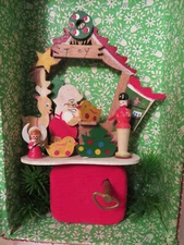 Vtg Emgee? Handmade? Santa Claus Toy Shop Snowman Christmas Holiday Music Box