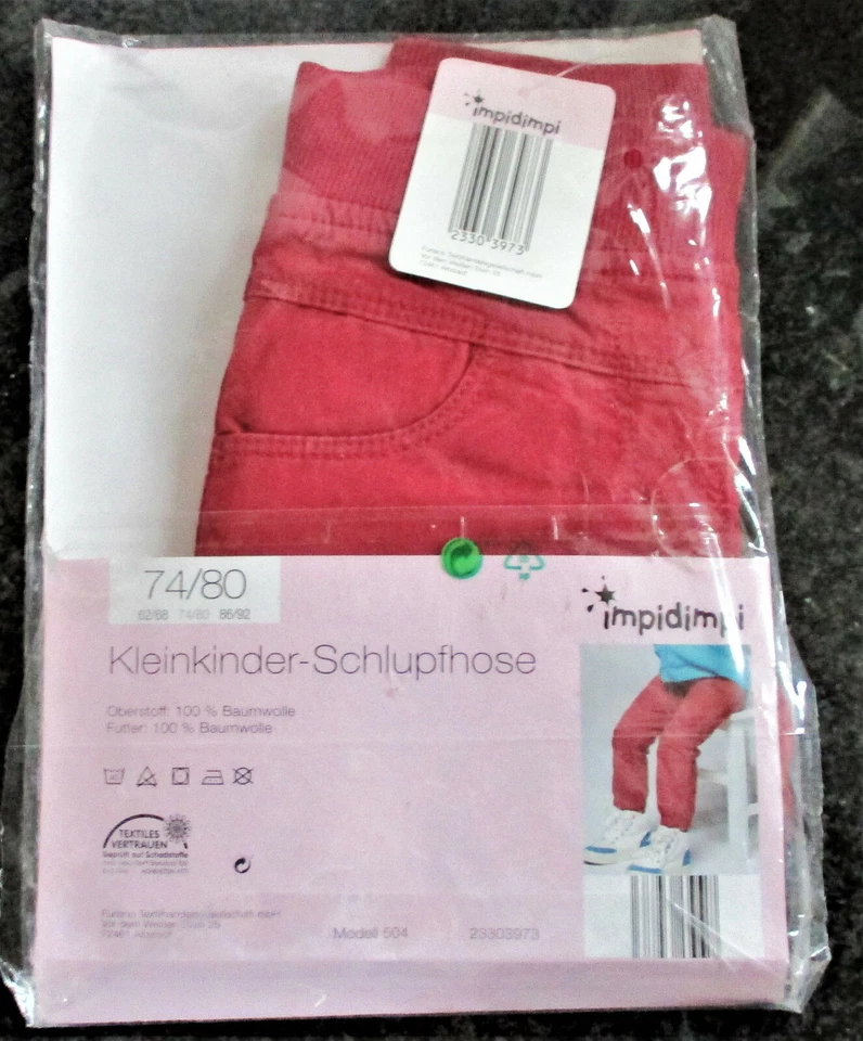 NEU Impidimpi Mädchen Kleinkinder Schlupfhose |Gr. 74/80 in rot | Jogginghose - Bild 2 von 2