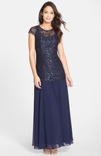 Alex Evenings Metallic Lace Chiffon Gown Size 12