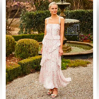 NEW Antonio Melani Sz 10 Pink White Catalina Chiffon Sleeveless Maxi Dress  B39 | eBay