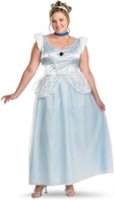Cinderella Disney Princess Ball Gown Blue Dress Up Halloween Plus Adult Costume